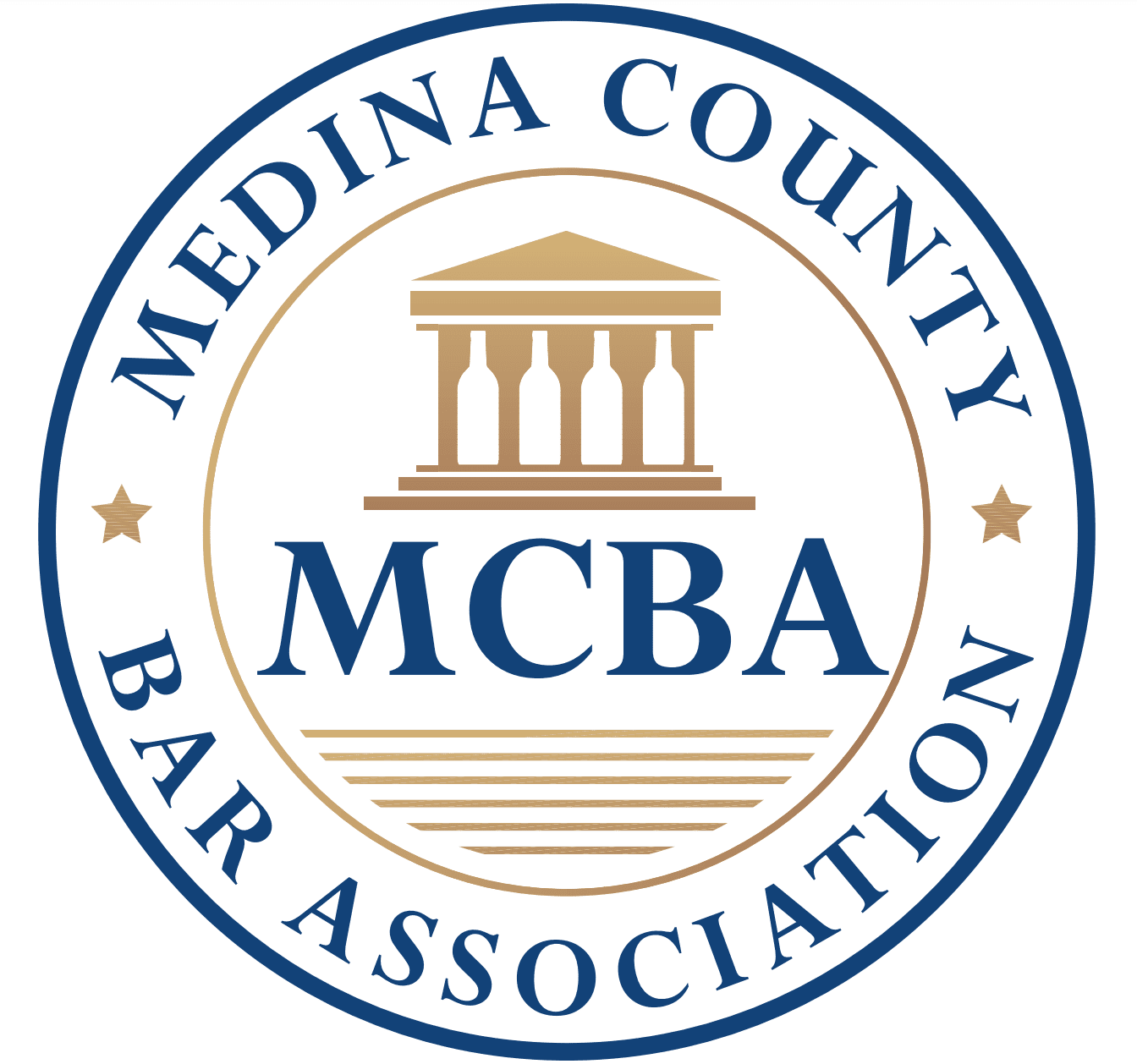 A seal that says medina county bar association
